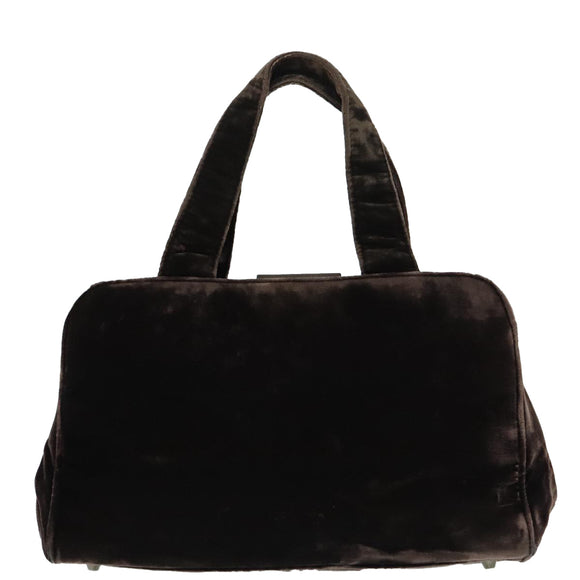 PRADA Hand Bag Suede Brown Auth 93244