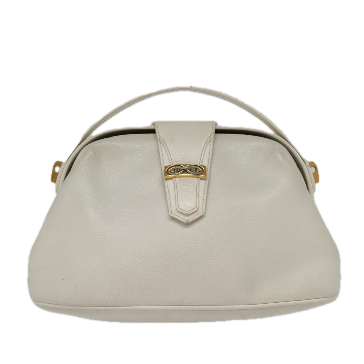 GUCCI Shoulder Bag Leather Gold White Auth 93246 - 0