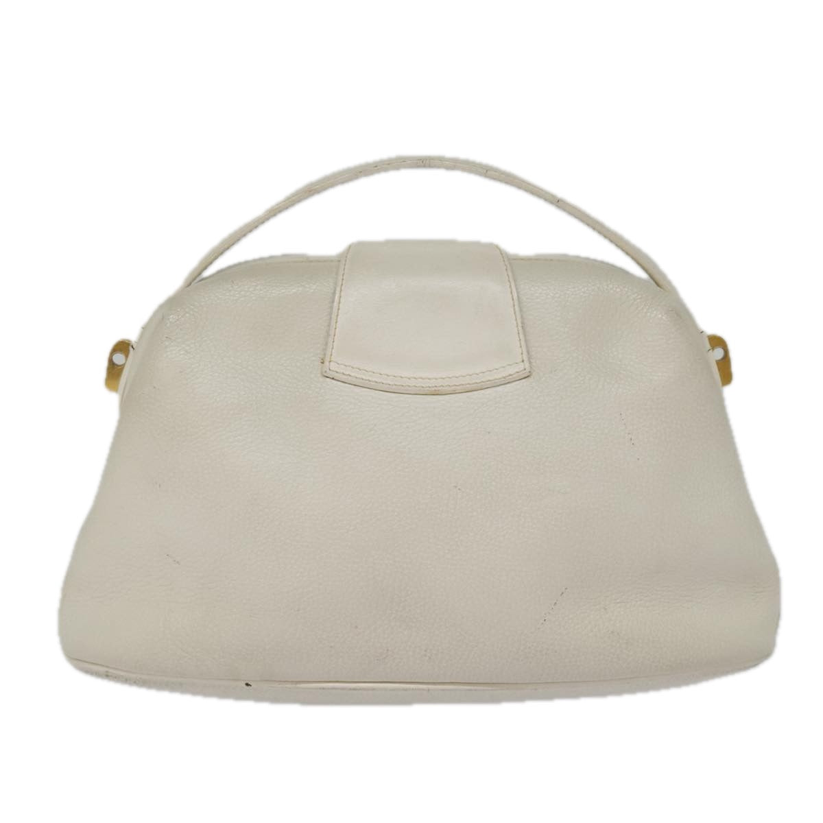 GUCCI Shoulder Bag Leather Gold White Auth 93246