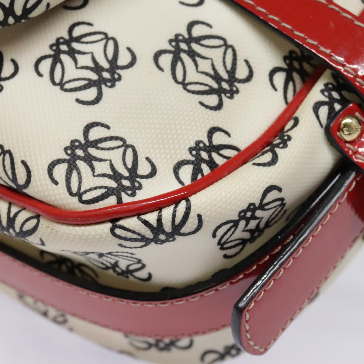 LOEWE Anagram Shoulder Bag PVC Red White Auth 93247