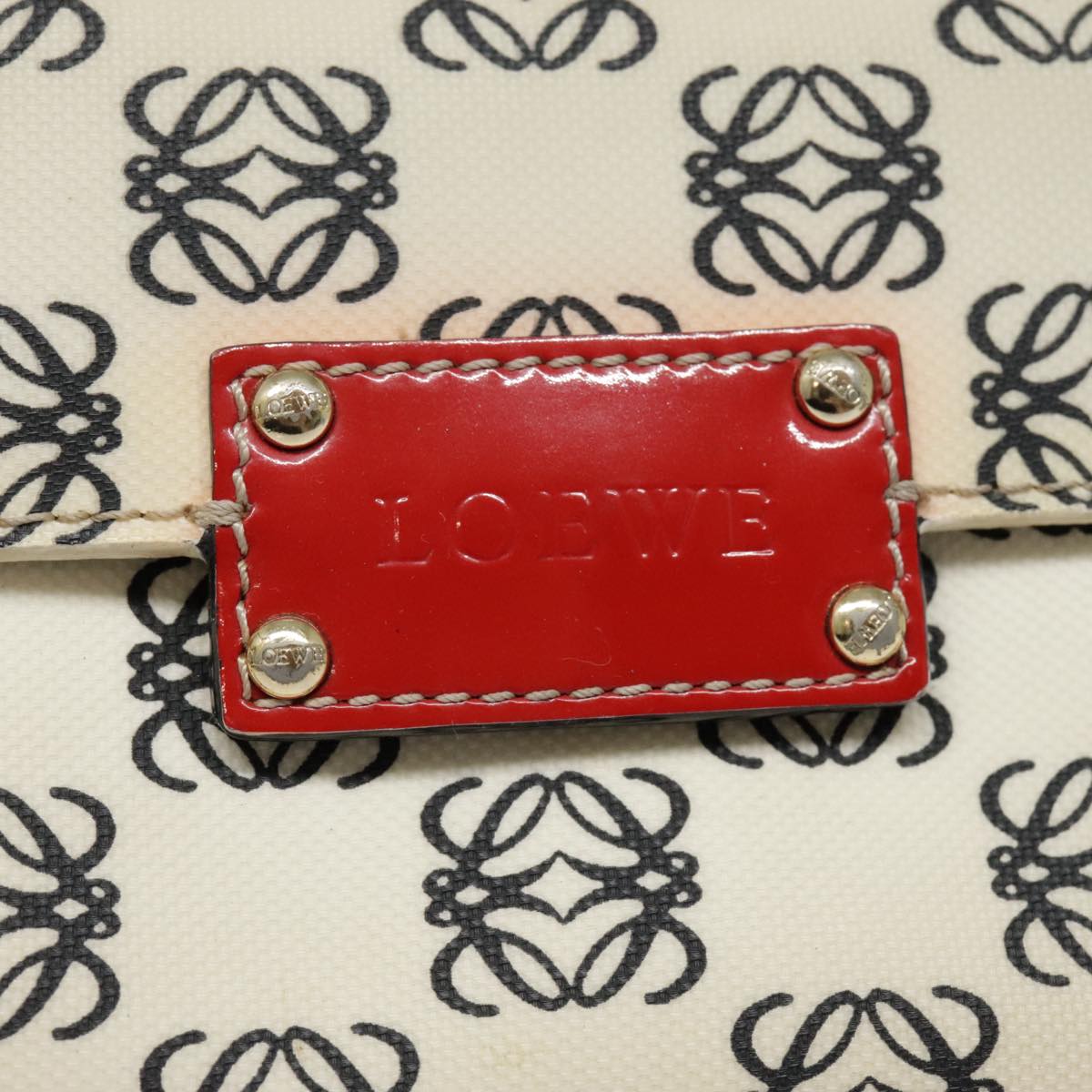 LOEWE Anagram Shoulder Bag PVC Red White Auth 93247