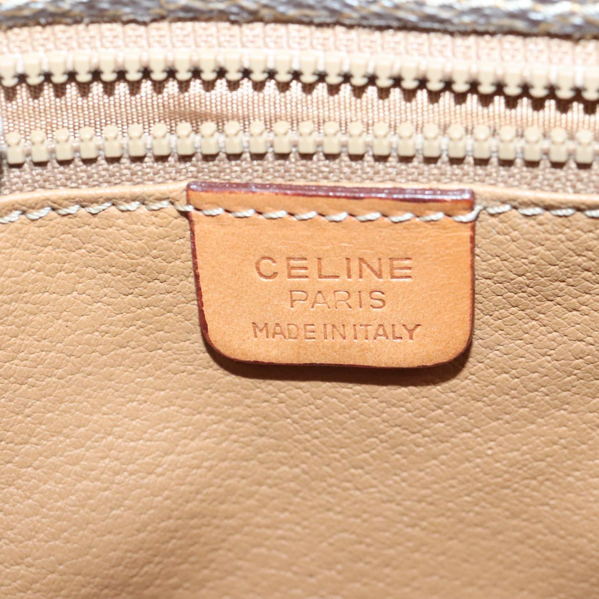 CELINE Macadam Canvas Shoulder Bag PVC Leather Brown Gold Auth 93252