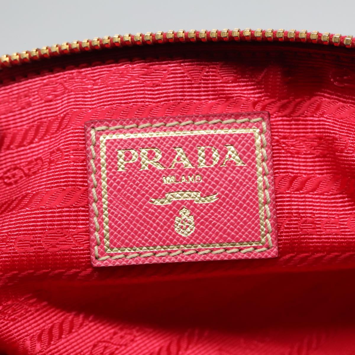 PRADA Accessory Pouch Nylon Pink Gold Auth 93255