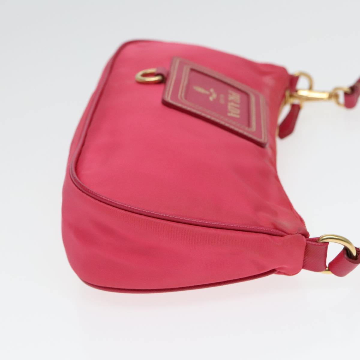 PRADA Accessory Pouch Nylon Pink Gold Auth 93255