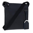 BVLGARI Shoulder Bag Leather Navy Silver Auth 93276-1