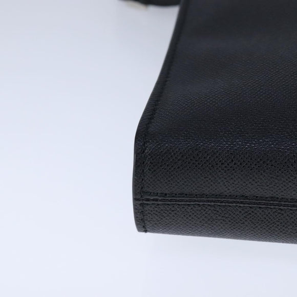 BVLGARI Shoulder Bag Leather Navy Silver Auth 93276