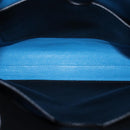 BVLGARI Shoulder Bag Leather Navy Silver Auth 93276-10