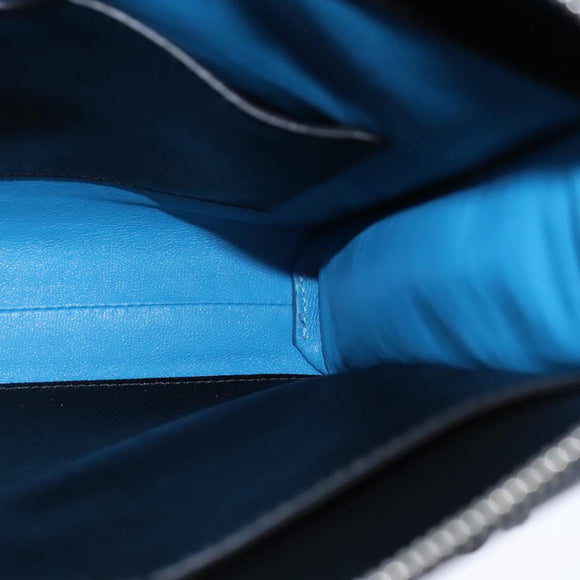 BVLGARI Shoulder Bag Leather Navy Silver Auth 93276