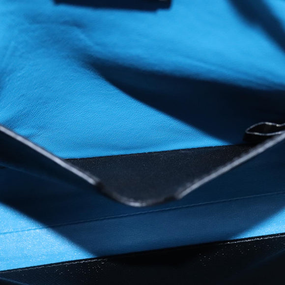 BVLGARI Shoulder Bag Leather Navy Silver Auth 93276