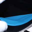 BVLGARI Shoulder Bag Leather Navy Silver Auth 93276-22