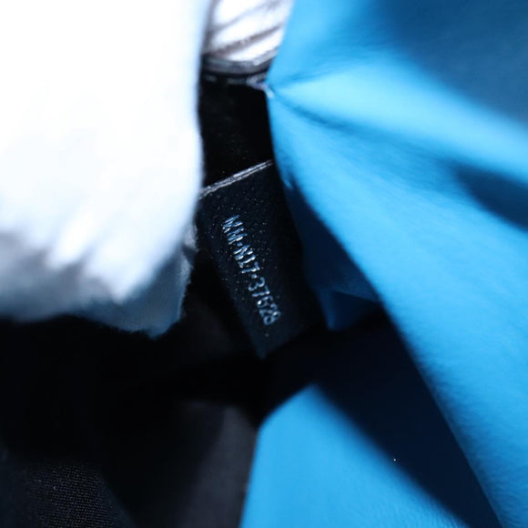 BVLGARI Shoulder Bag Leather Navy Silver Auth 93276