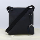 BVLGARI Shoulder Bag Leather Navy Silver Auth 93276-12