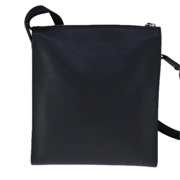 BVLGARI Shoulder Bag Leather Navy Silver Auth 93276 - 0