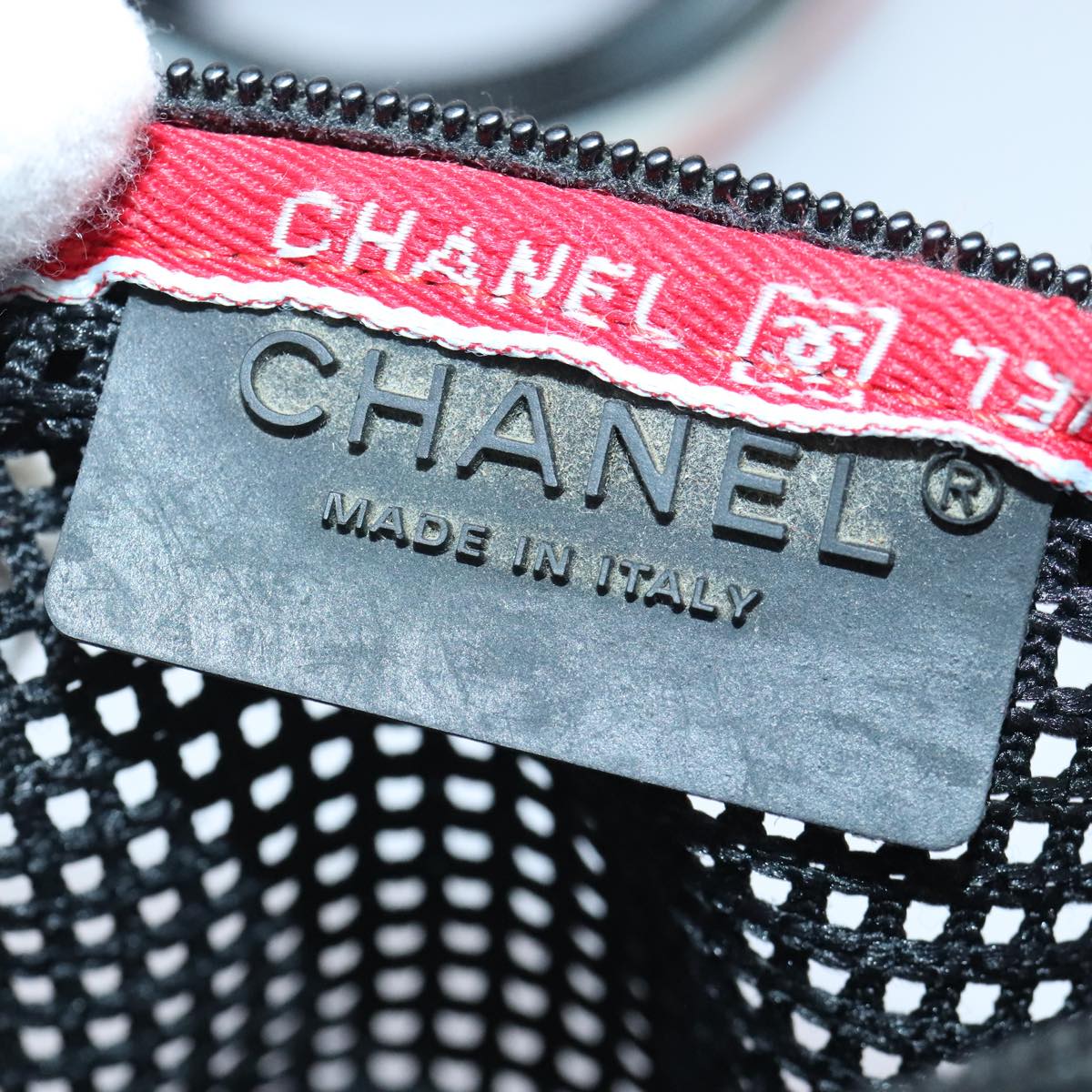 CHANEL Sports Shoulder Bag Nylon Black Silver CC Auth 93284