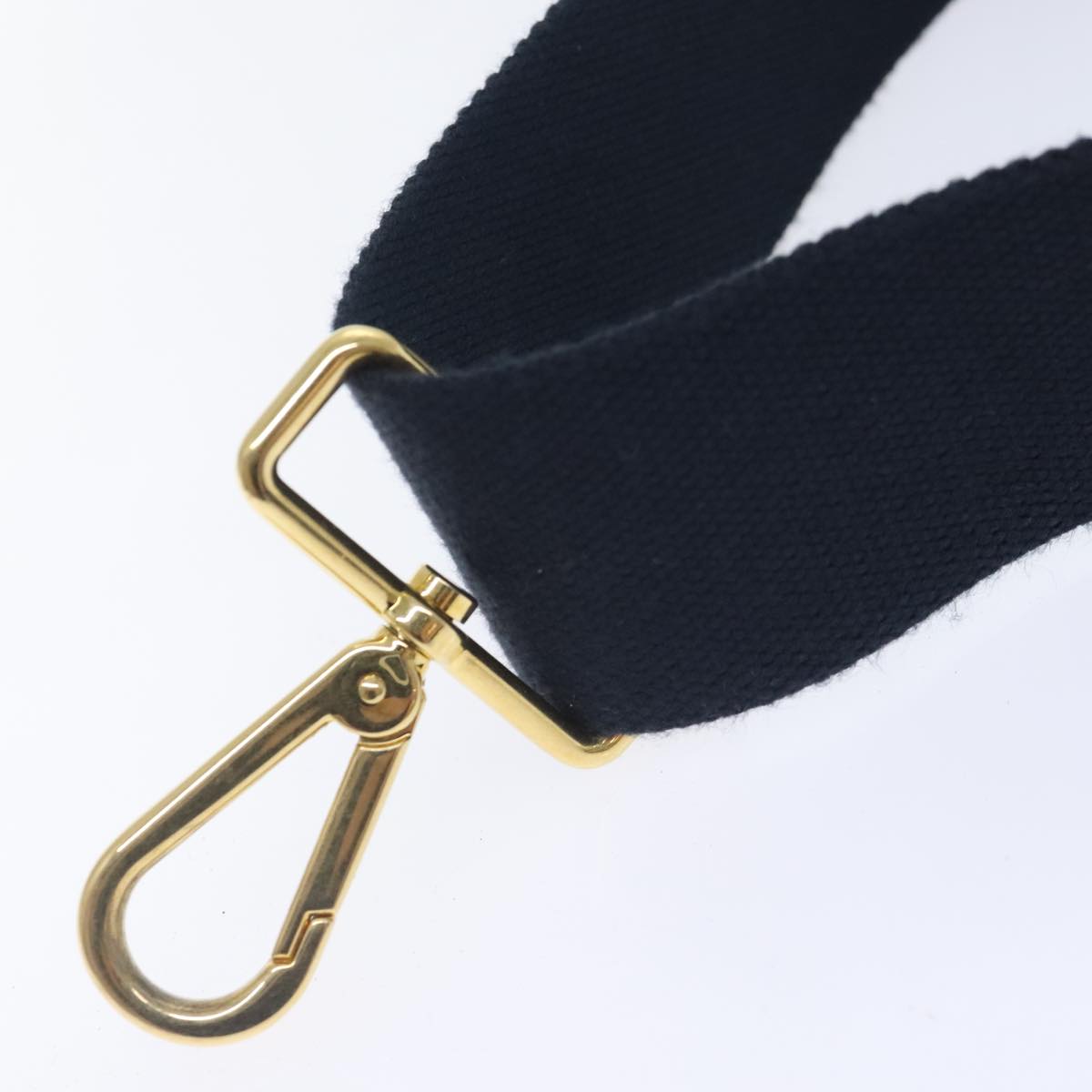 PRADA Shoulder Strap Canvas Navy Gold Auth 93287