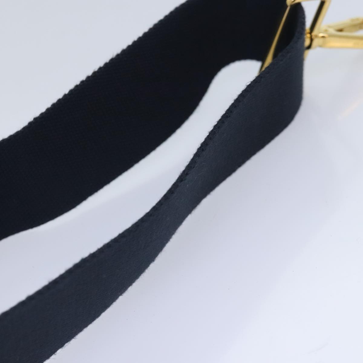 PRADA Shoulder Strap Canvas Navy Gold Auth 93287