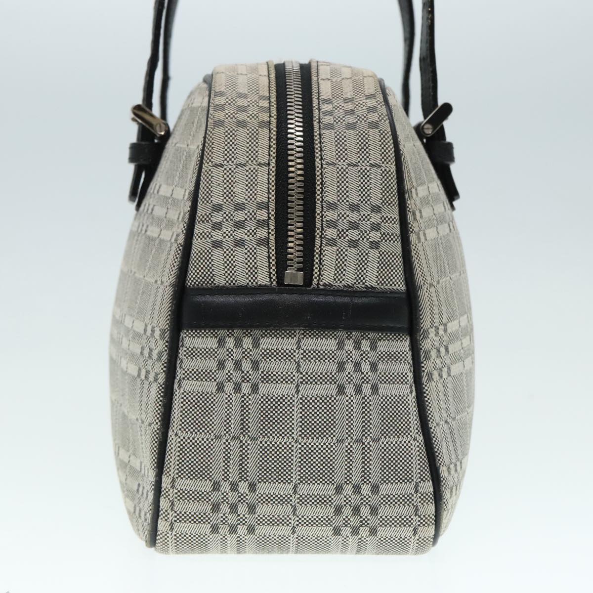 BURBERRY Nova Check Hand Bag Canvas Gray Silver Auth 93291