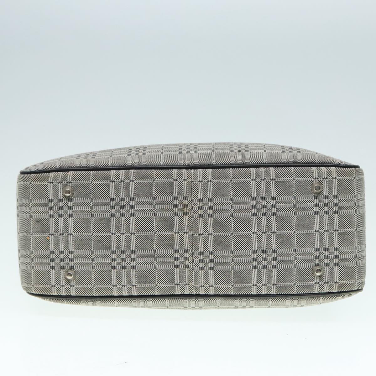 BURBERRY Nova Check Hand Bag Canvas Gray Silver Auth 93291