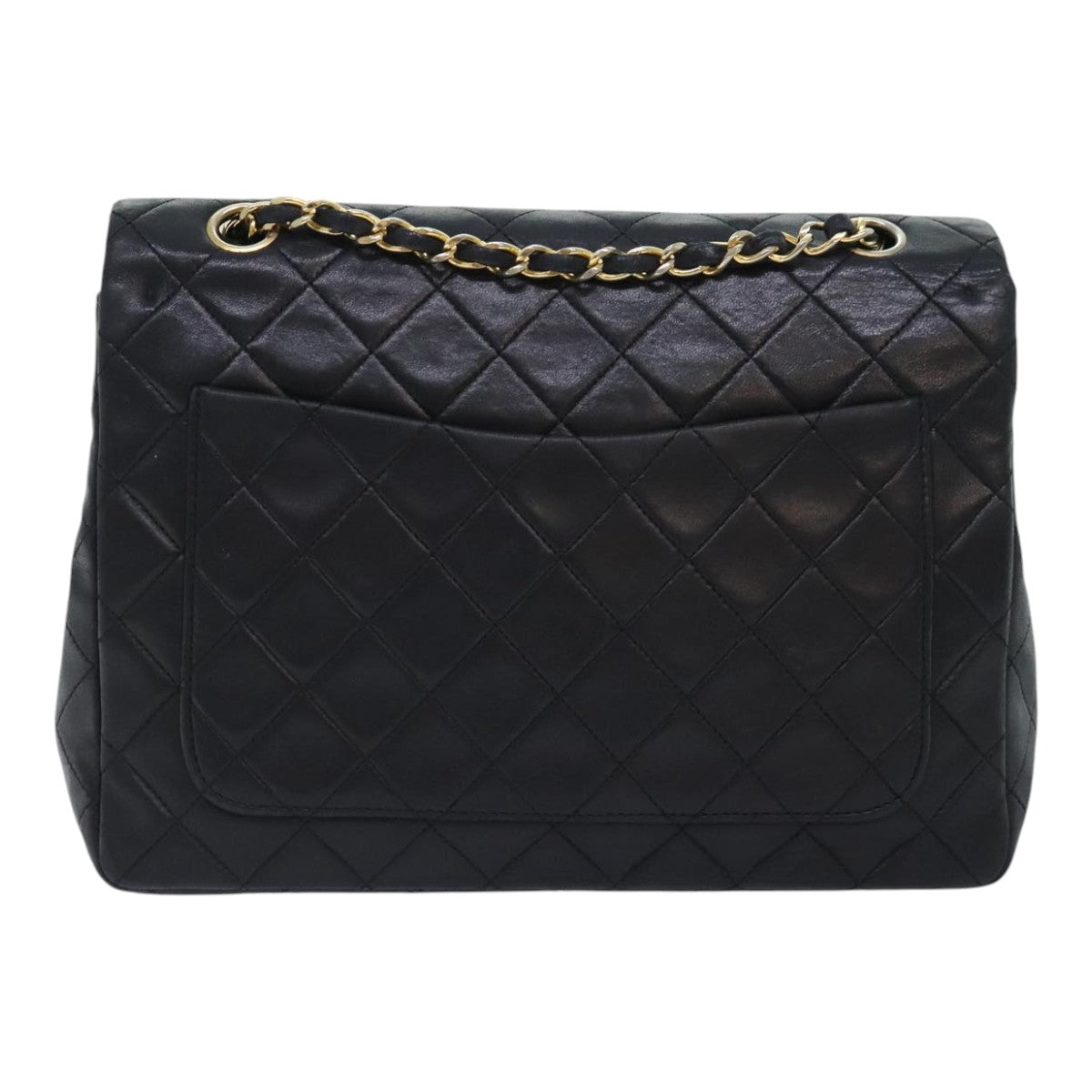 CHANEL Matelasse Turn Lock Chain Shoulder Bag Lamb Skin Black CC Auth 93306A - 0