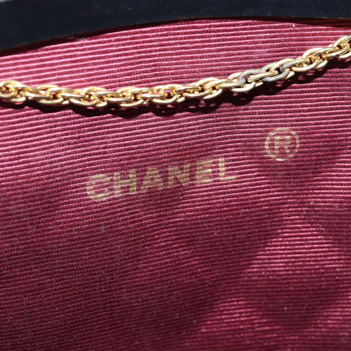 CHANEL Matelasse Chain Shoulder Bag Lamb Skin Black Gold CC Auth 93307A