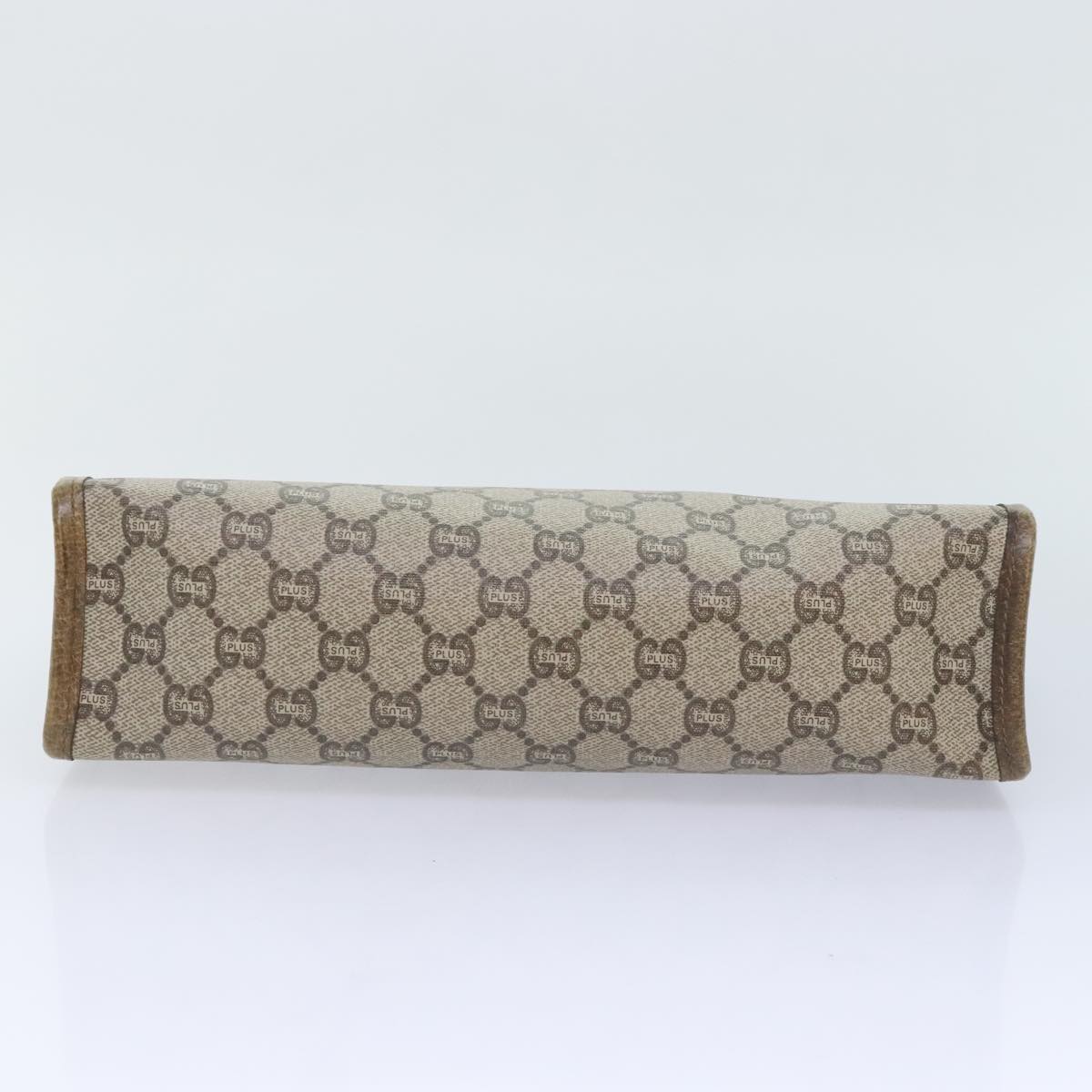 GUCCI GG Plus Supreme Clutch Bag PVC Beige Auth 93308