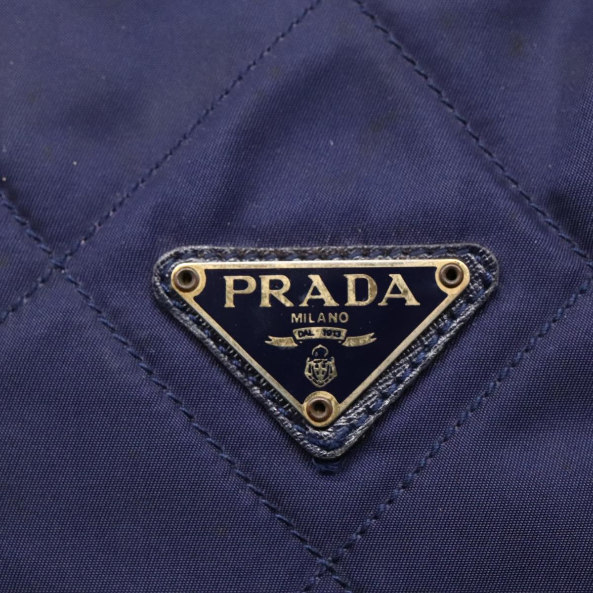 PRADA Chain Shoulder Bag Nylon Navy Gold Auth 93312