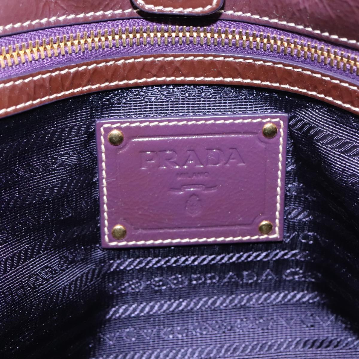 PRADA Bijoux Tote Bag Nylon Enamel Purple Gold Auth 93338