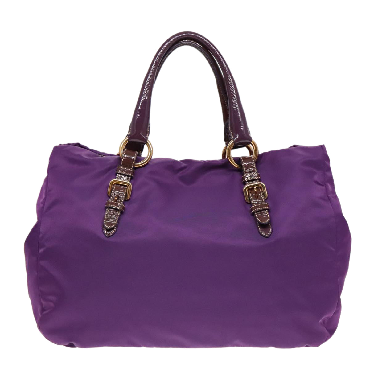 PRADA Bijoux Tote Bag Nylon Enamel Purple Gold Auth 93338