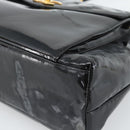 CHANEL Chain Turn Lock Tote Bag Patent leather Gold Black CC Auth 93339-5