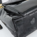 CHANEL Chain Turn Lock Tote Bag Patent leather Gold Black CC Auth 93339-9