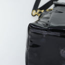 CHANEL Chain Turn Lock Tote Bag Patent leather Gold Black CC Auth 93339-9
