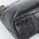 CHANEL Chain Turn Lock Tote Bag Patent leather Gold Black CC Auth 93339-16