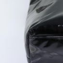 CHANEL Chain Turn Lock Tote Bag Patent leather Gold Black CC Auth 93339-16