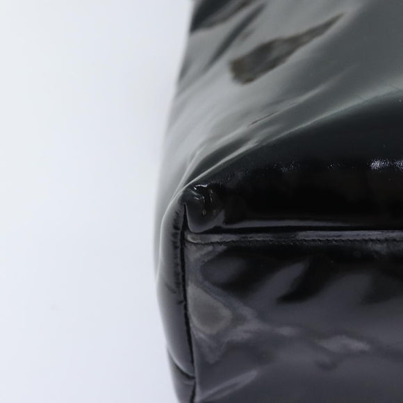 CHANEL Chain Turn Lock Tote Bag Patent leather Gold Black CC Auth 93339