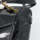 CHANEL Chain Turn Lock Tote Bag Patent leather Gold Black CC Auth 93339-19