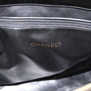 CHANEL Chain Turn Lock Tote Bag Patent leather Gold Black CC Auth 93339-22