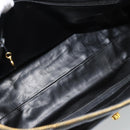 CHANEL Chain Turn Lock Tote Bag Patent leather Gold Black CC Auth 93339-23