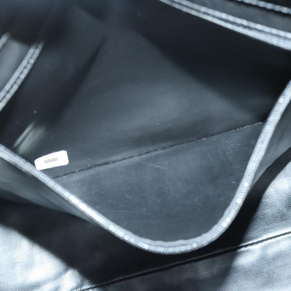 CHANEL Chain Turn Lock Tote Bag Patent leather Gold Black CC Auth 93339