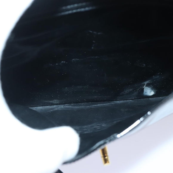 CHANEL Chain Turn Lock Tote Bag Patent leather Gold Black CC Auth 93339