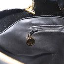 CHANEL Chain Turn Lock Tote Bag Patent leather Gold Black CC Auth 93339-26