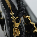 CHANEL Chain Turn Lock Tote Bag Patent leather Gold Black CC Auth 93339-7