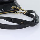 CHANEL Chain Turn Lock Tote Bag Patent leather Gold Black CC Auth 93339-8