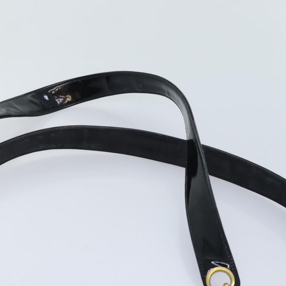 CHANEL Chain Turn Lock Tote Bag Patent leather Gold Black CC Auth 93339