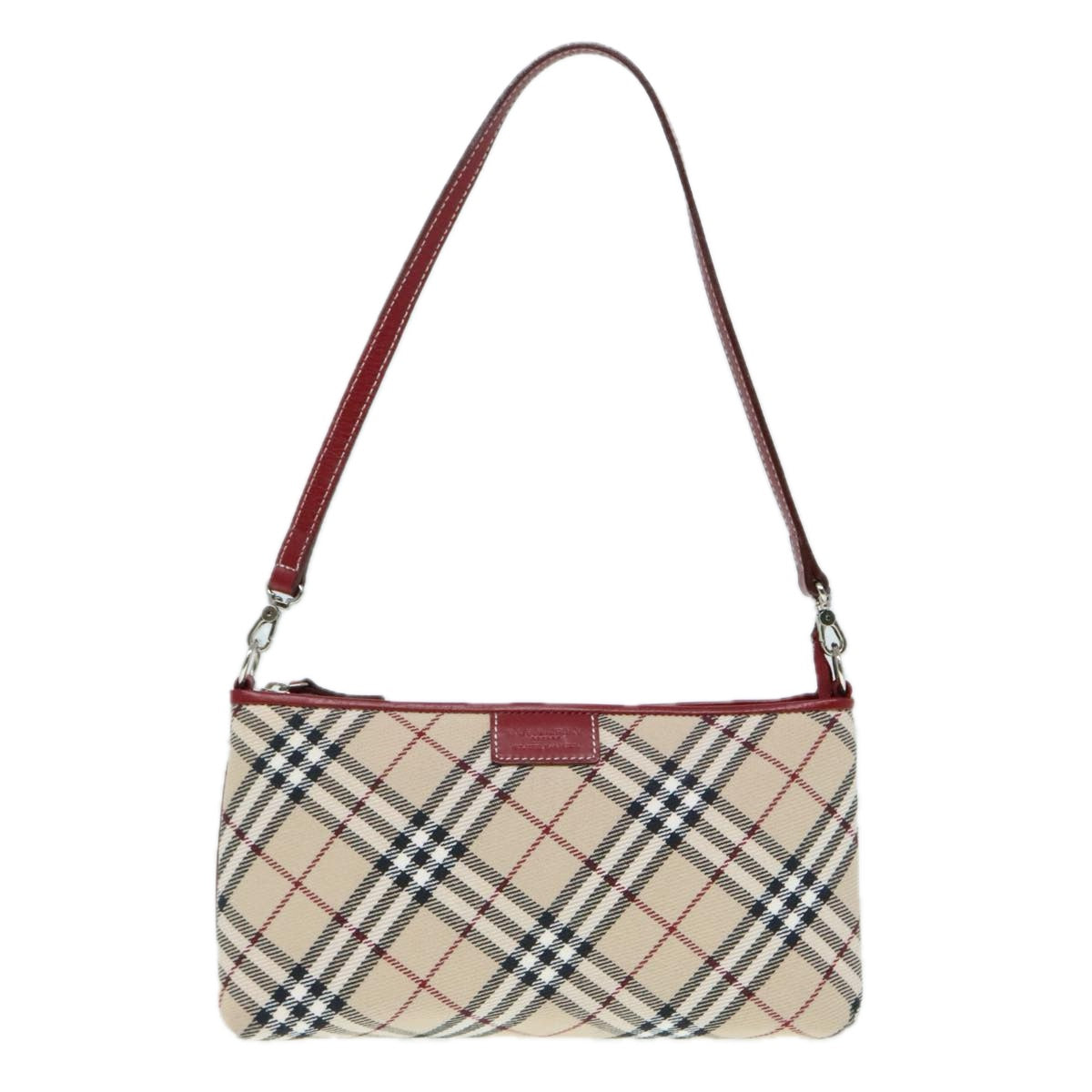 BURBERRY Nova Check Blue Label Accessory Pouch Canvas Beige Red Auth 93356 - 0