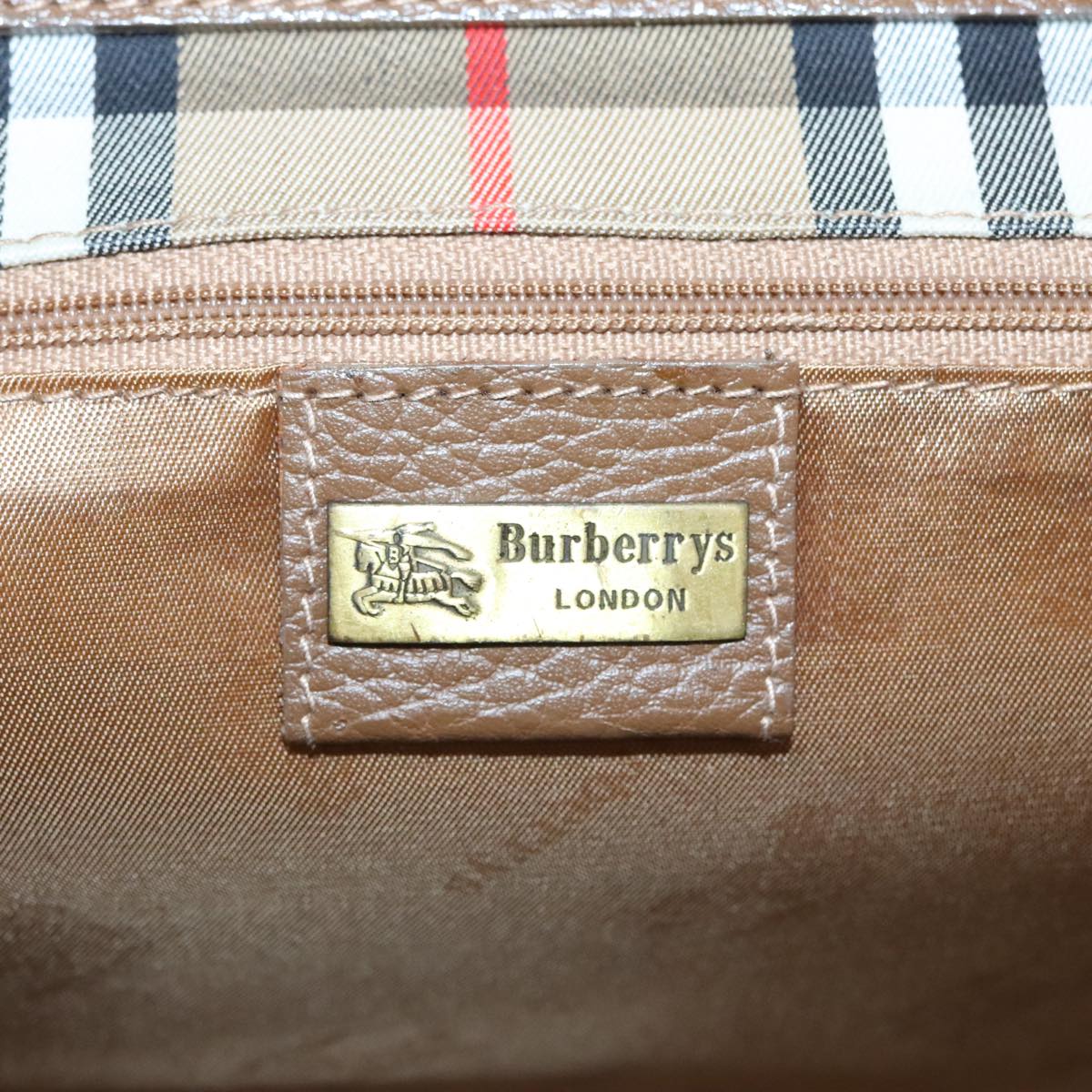 Burberrys Nova Check Shoulder Bag Canvas Leather Beige Brown gold Auth 93364