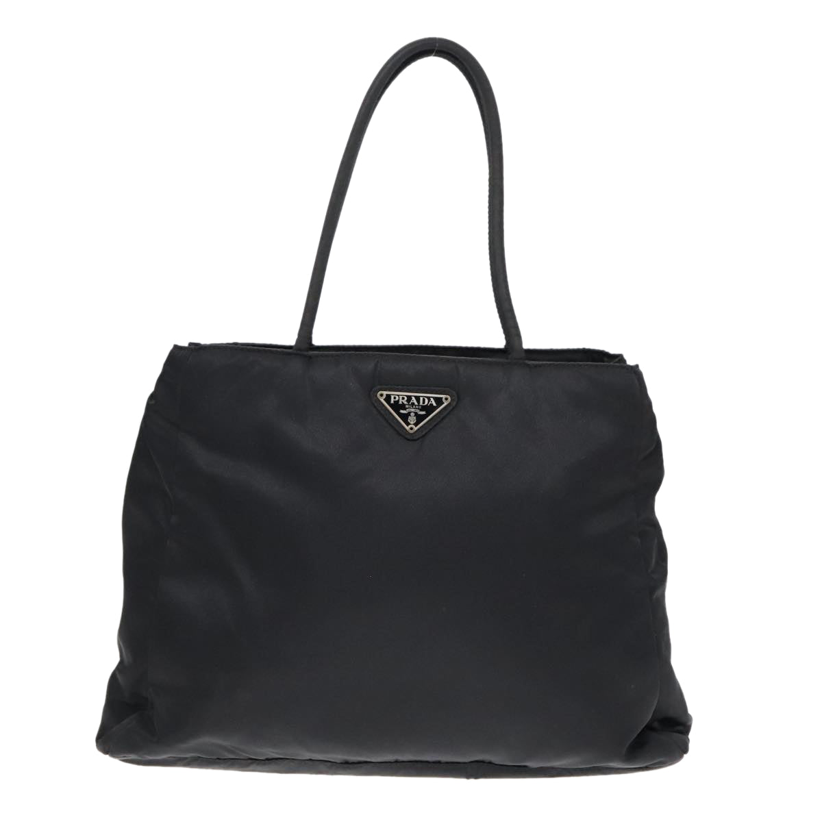 PRADA Hand Bag Nylon Black Silver Auth 93365