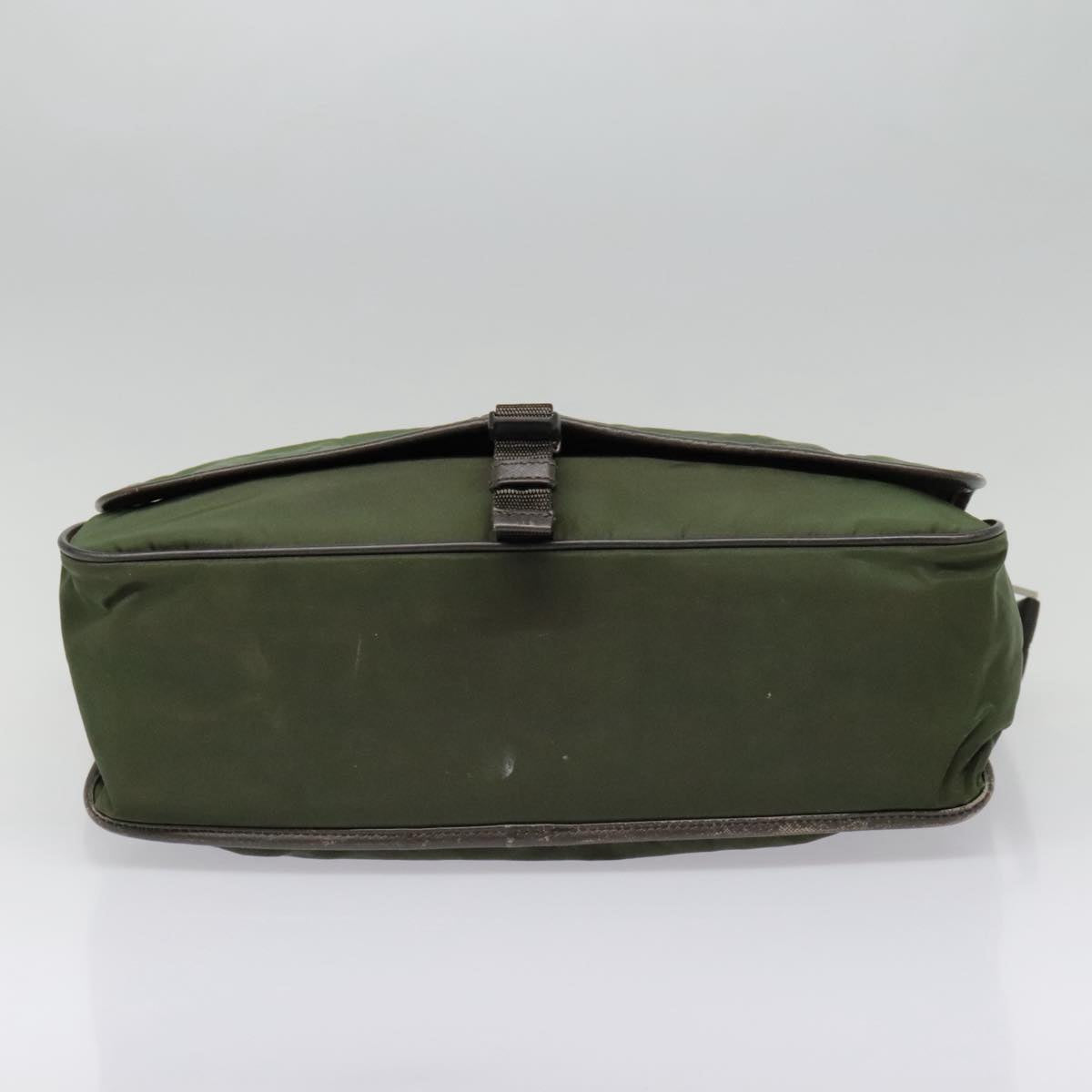 PRADA Shoulder Bag Nylon Green Brown Silver Auth 93371