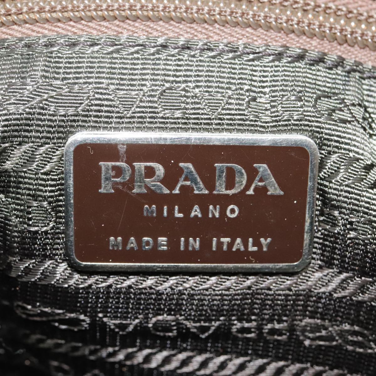 PRADA Shoulder Bag Nylon Green Brown Silver Auth 93371