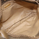 BOTTEGA VENETA Shoulder Bag Canvas Leather Brown Gold Auth 93373-10