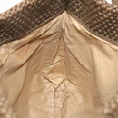 BOTTEGA VENETA Shoulder Bag Canvas Leather Brown Gold Auth 93373-11